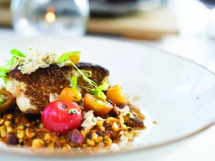 Fresh seafood dish at Voyagers Restaurant 