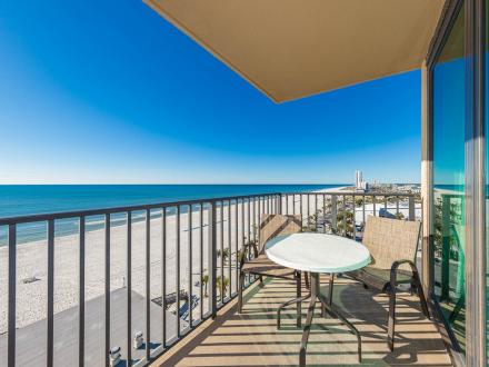View from a room at Phoenix All Suites beachfront hotel in Gulf Shores