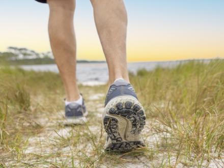 Tennis shoes hiking along the nature trails in Bon Secour National Wildlife Refuge in Fort Morgan