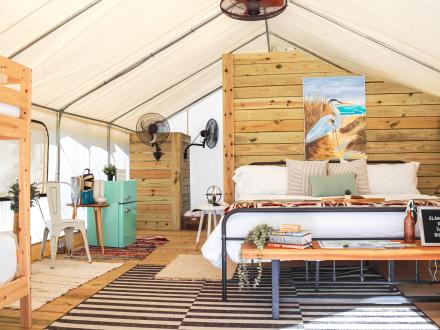 Luxurious glamping tent at Timberline Glamping Orange Beach