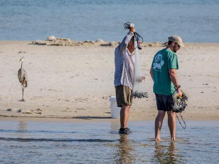Anglers wade fishing in Little Lagoon in Gulf Shores
