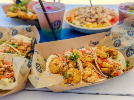 Fresh shrimp tacos at The Gulf beachfront restaurant in Orange Beach