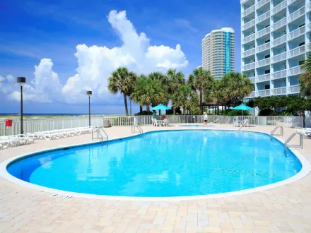 Gulf-front pool at Island House Hotel in Orange Beach