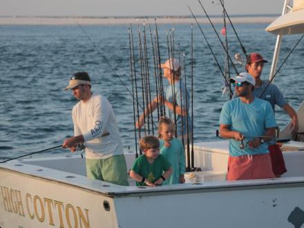 Group of people on a fishing charter near Perdido Pass in Orange Beach