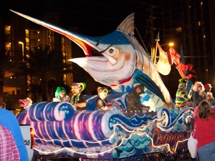 Orange Beach night Mardi Gras parade