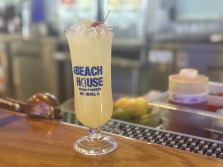 Ginger pineapple smash mocktail at Beach House Kitchen & Cocktails beachfront restaurant in Gulf Shores