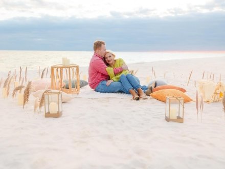 Romantic beach picnic by Beachside Blankets in Orange Beach
