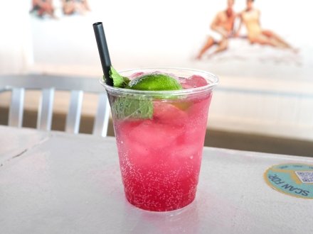 Blueberry Coast Refresher mocktail drink at The Hangout beachfront bar and restaurant in Gulf Shores