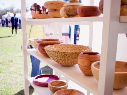 handmade woodwork art at ballyhoo arts and cultural festival in gulf state park