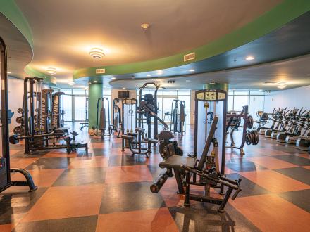 Gulf-front gym at Turquoise Place beachfront resort in Orange Beach
