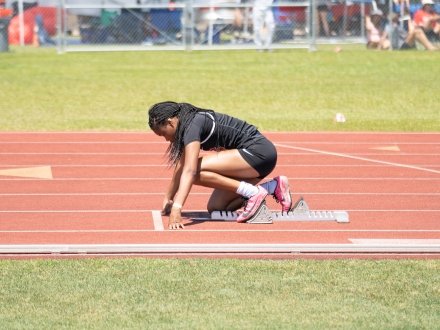 Athlete preparing to start their races during the AHSSA Track & Field Championship on Alabama's Beaches