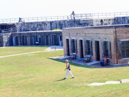 Civil War battle re-enactment at Historic Fort Gaines Site in Dauphin Island