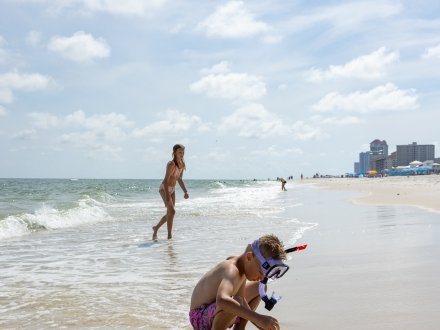 Kids searching for shells on Alabama's Beaches