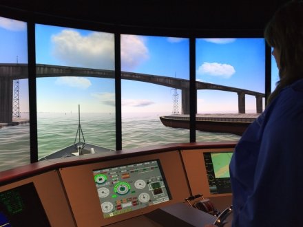 boat simulator at GulfQuest Maritime Museum in Mobile, Alabama