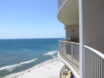 View of the beach from a condo in Orange Beach, Alabama