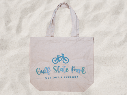 gulf state park beach tote laying in the sand