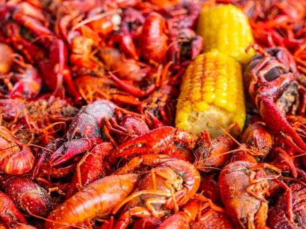 Crawfish plate with potatoes and corn in Orange Beach