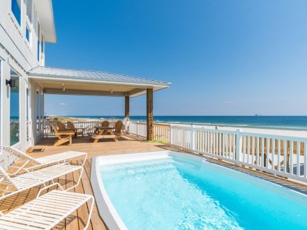 Beach house rental on the Alabama Gulf Coast with a private pool and oceanfront deck, perfect for a luxurious escape