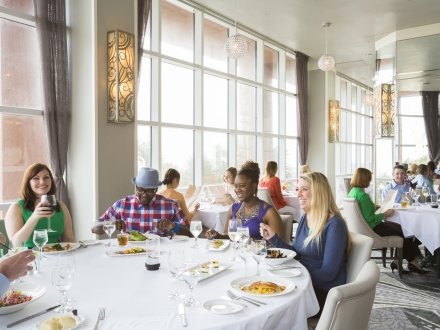 Oceanview dining room at Voyagers in Perdido Beach Resort