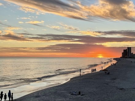 Sun setting over the Gulf on the beach