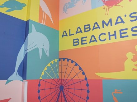 Alabama's Beaches mural inside Gulf Shores International Airport