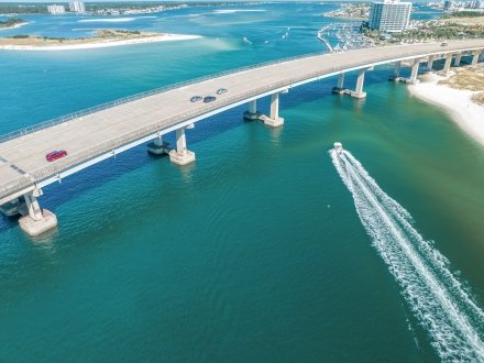 Aerial view of The Pass in Orange Beach