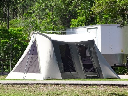 Tent camping in Gulf State Park in Gulf Shores