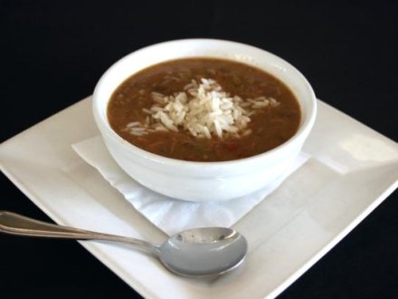 A bowl of duck gumbo from Cosmo's restaurant in Orange Beach