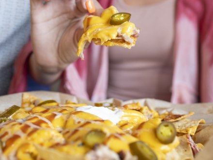 A plate of barbecue nachos at Hog Wild barbecue restaurant in Gulf Shores