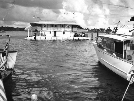 Vintage photo of boats in the canal in Orange Beach