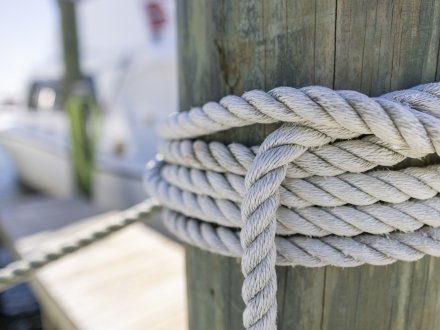 Rope tied to dock