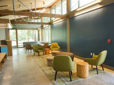 Kitchen and dining area at The Learning Campus's Bunkhouse