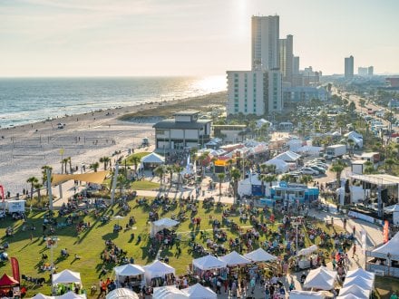 Aerial view of Shrimp Festival on Alabama's Beaches
