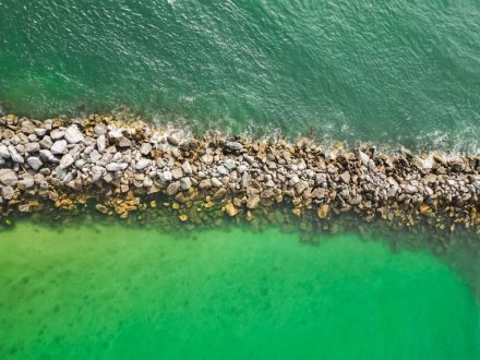 Aerial view of the Jetties near Perdido Pass in Orange Beach
