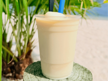 Blonde bushwacker frozen cocktail at Avenue Pub waterfront restaurant and bar in Orange Beach