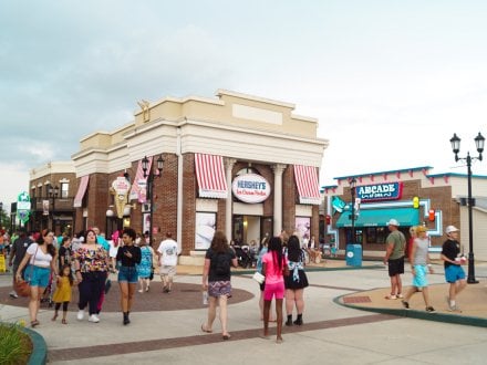 Shops at Downtown OWA entertainment district in Foley, Alabama.