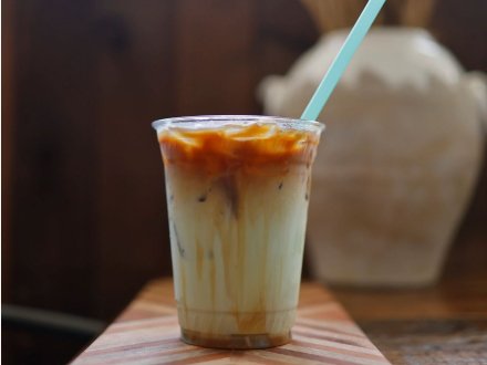 Iced latte at Southern Grind coffee shop in Orange Beach