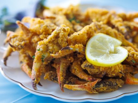 Plate of fried crab claws