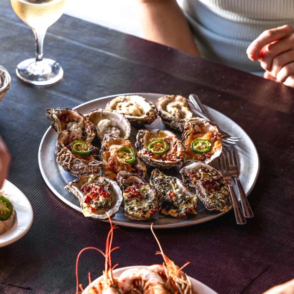 a plate of oysters at The Steamer gulf shores seafood restaurant