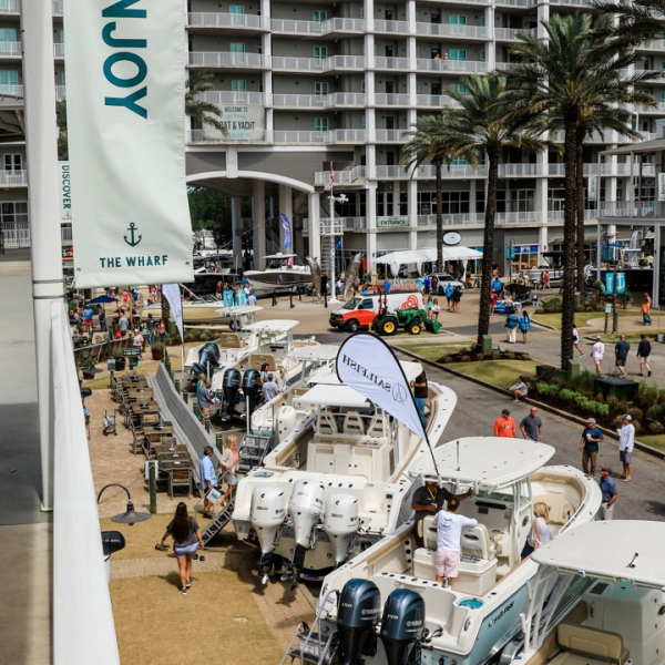 View of the boats at The Wharf Boat & Yacht Show