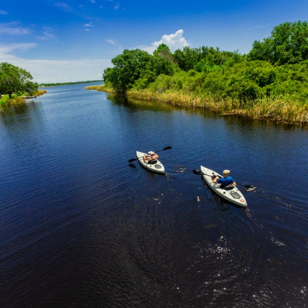 Visitors kayaking at Gulf State Park