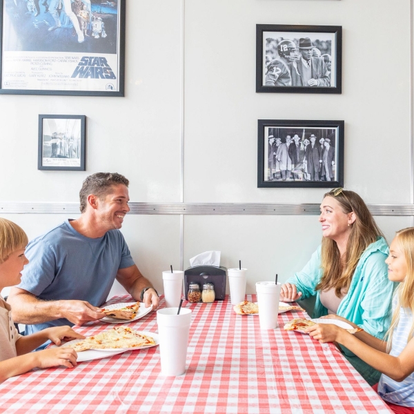 Family dining at Vinny's Pizzeria at The Wharf