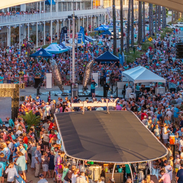 Crowd of spectators at the Blue Marlin Grand Championship fishing tournament in Orange Beach