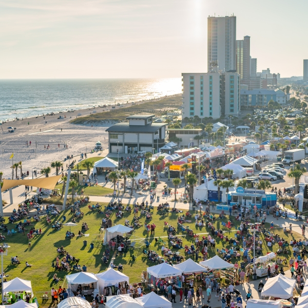 Aerial view of Shrimp Festival on Alabama's Beaches