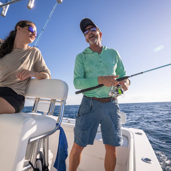 Anglers on an offshore fishing charter boat in Gulf Shores