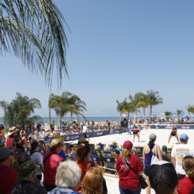 Court-side seating at NCAA Volleyball Championship in Gulf Shores.