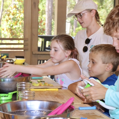 Kids at the eco center making pickles on Alabama's Beaches