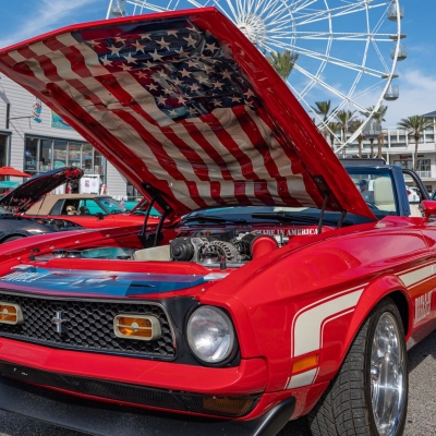 Red vintage hot rod at Freedom Fest at The Wharf in Orange Beach
