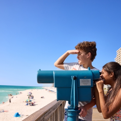 Kids looking at the beach