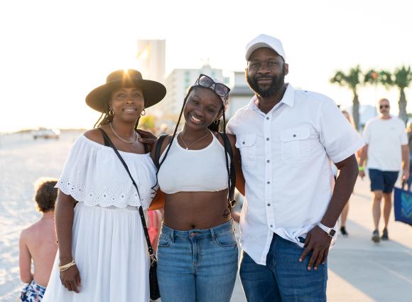 family at the annual national shrimp festival in gulf shores